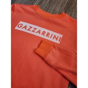Gazzarrini Mens Orange Logo Box Crewneck Sweatshirt Cotton Size Medium Italy